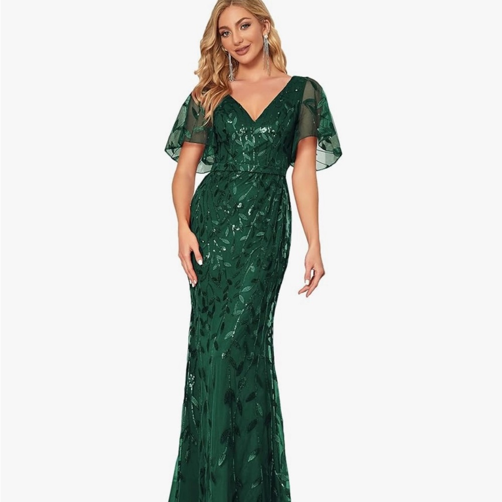 Long dark green dress
